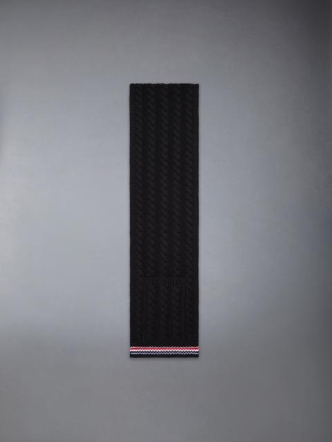 CASHMERE BABY CABLE STITCH RWB STRIPE POCKET SCARF