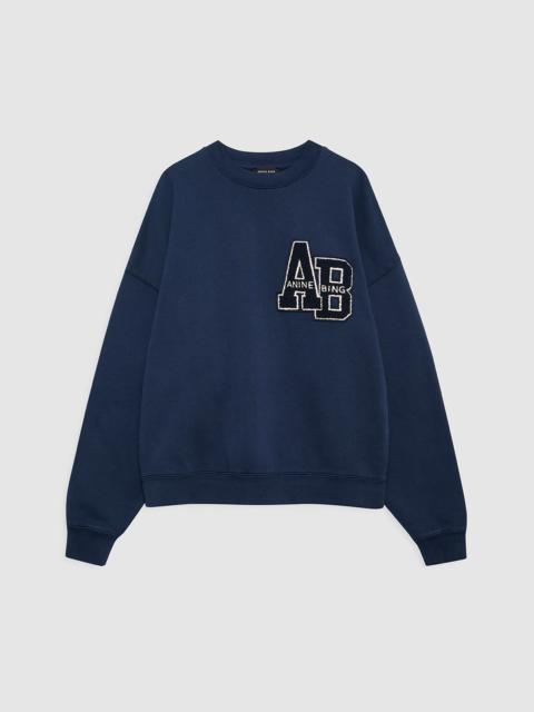 Miles Oversized Sweatshirt Letterman - Washed Navy