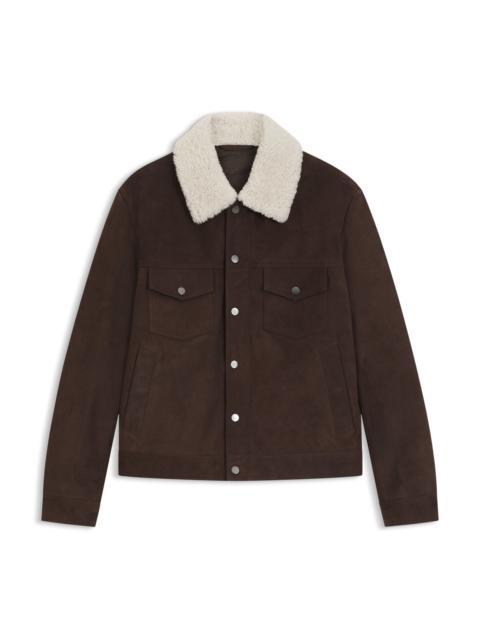 BECKHAM X BOSS LEATHER JACKET WITH FUR COLLAR