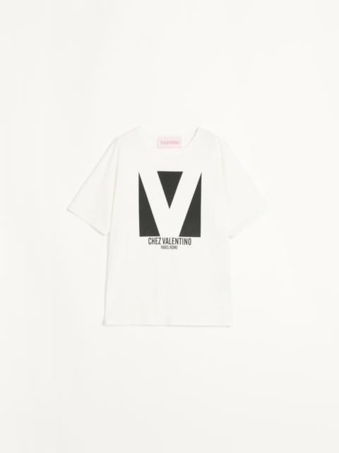 JERSEY COTTON T-SHIRT WITH CHEZ VALENTINO PRINT