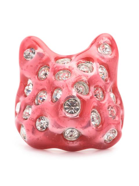 HOT PINK PUFFY BUNNY RING