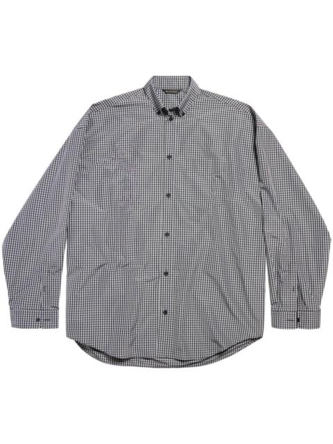 logo-print check-pattern shirt