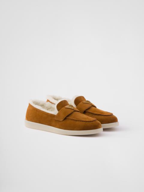 Suede and shearling loafers