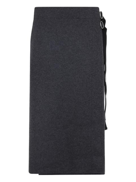 wrap-tie wool midi skirt