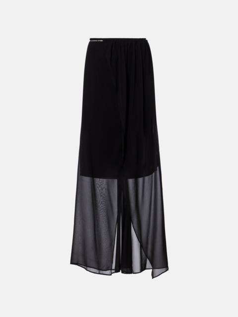 Chain-detail silk georgette wrap skirt