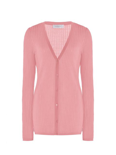 Emma Pointelle Knit Cardigan in Rosa Cashmere Silk