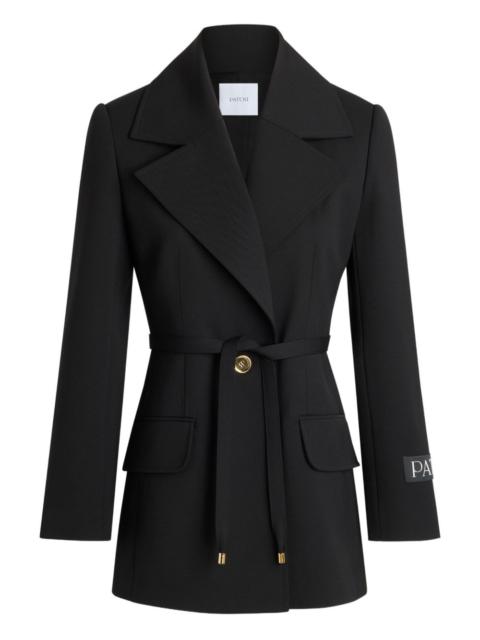 single-breasted belted wool jacket