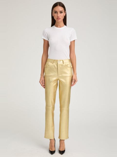METALLIC GOLD LEATHER 5 POCKET ANKLE SLIM STRAIGHT