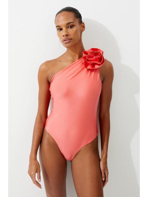 Rosette Detail Asymmetric Swimsuit