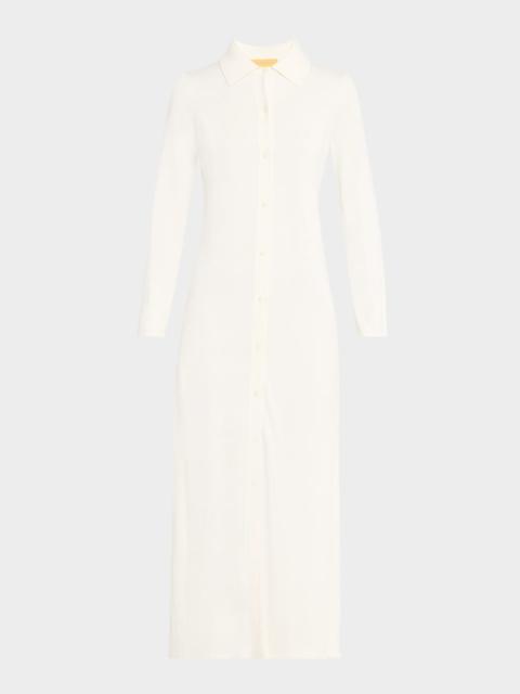 Showtime Silk-Linen Maxi Shirtdress