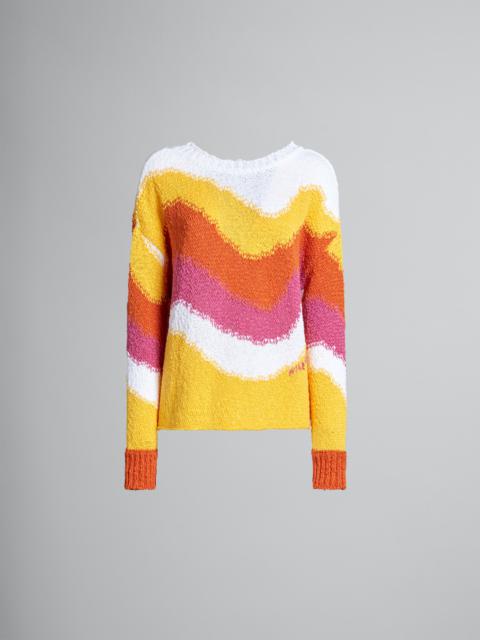 YELLOW COTTON JUMPER WITH WAVY STRIPES