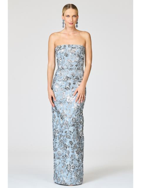 METALLIC CLOQUE SOPHIA GOWN - PEWTER GARDENS