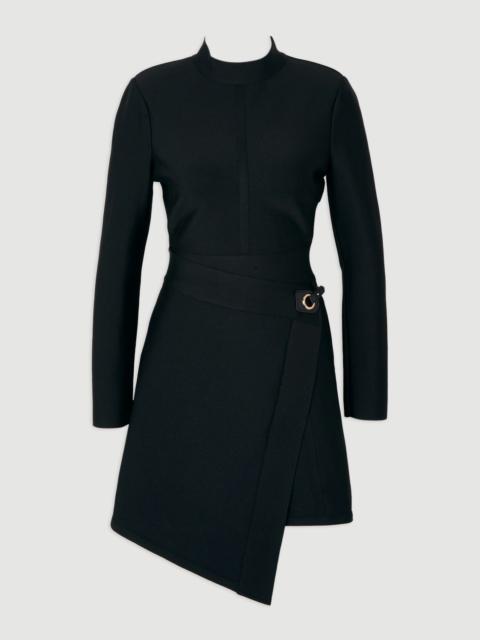 Petite Figure Form Bandage Asymmetric Knit Mini Dress