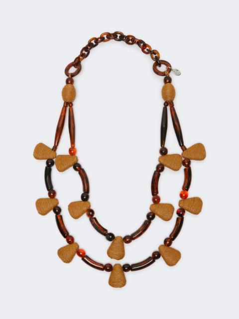 Raffia and resin necklace - CARAMEL