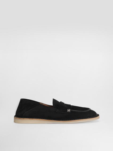 Reversed calfskin slipper
