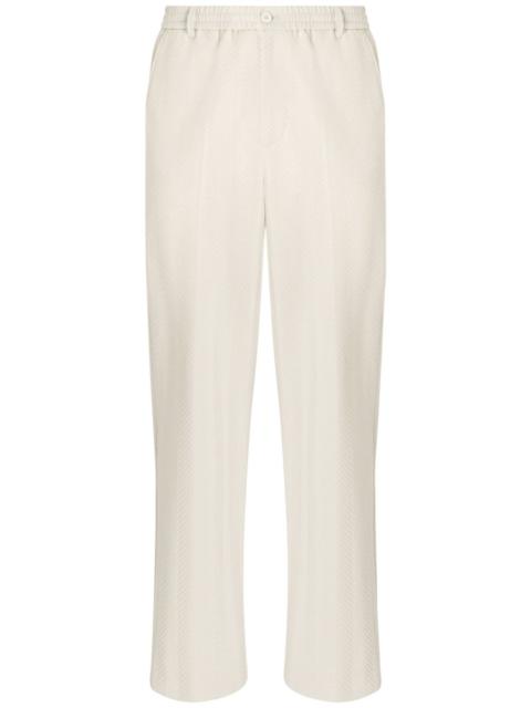 zigzag-woven crochet-knit trousers