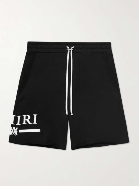 Straight-Leg Logo-Flocked Cotton-Jersey Drawstring Shorts