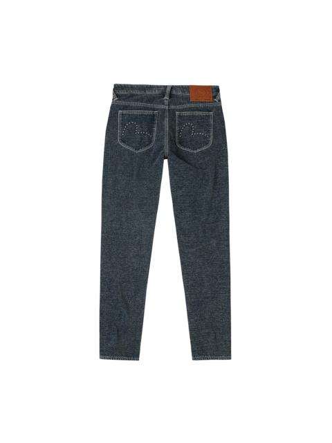 Washed Emboss Rivet Seagull Carrot Fit Jeans #2017