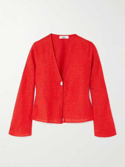 Nerea Pearl-embellished Linen Top