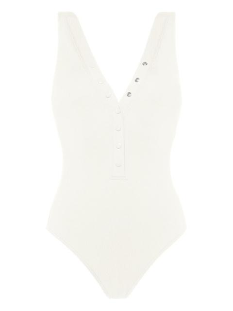 Icône ribbed snap-detail swimsuit