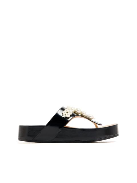 faux-pearl embellished leather sandals