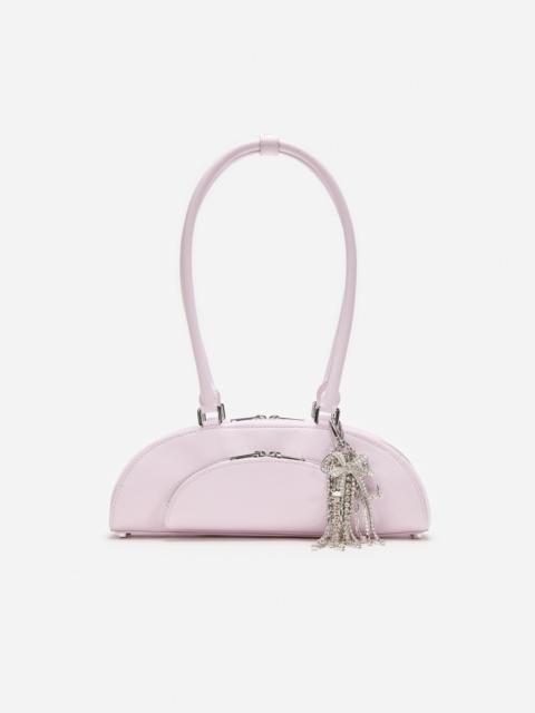 Lilac Leather Curved Charm Shoulder Bag