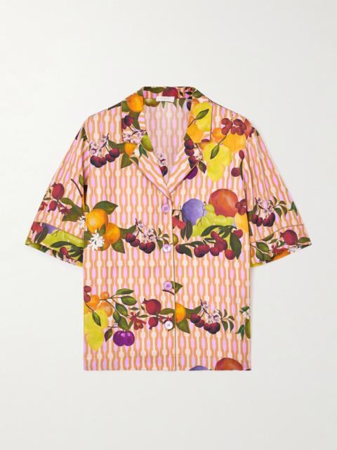 Cherry printed silk-twill shirt Multi
