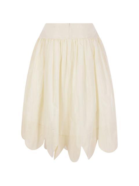 scalloped-hem midi skirt