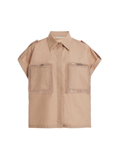 Cutout Poplin Shirt khaki