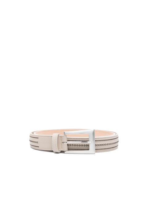 perforated calfskin belt