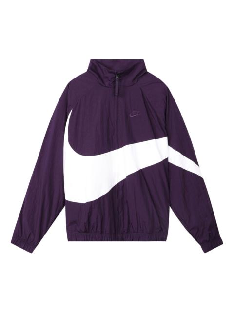 Nike Big Swoosh Sportswear Full Cardigan Woven Stand Collar Jacket For Men Purple AR3133-525