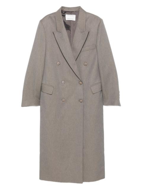 double-breasted peak-lapel coat