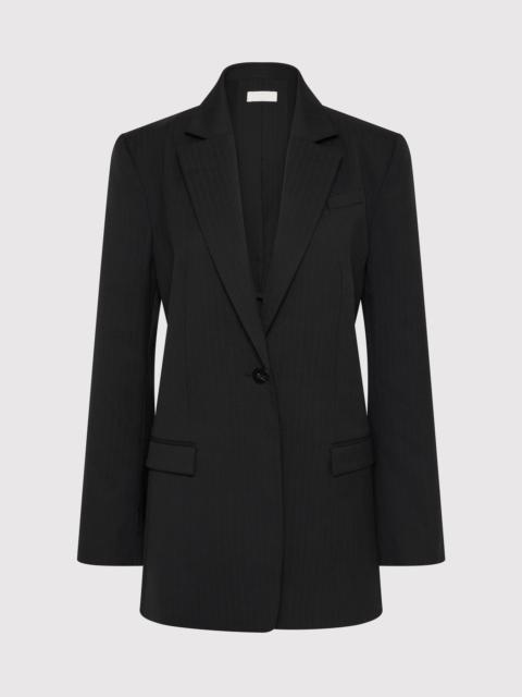 Split Back Blazer - Black Pinstripe