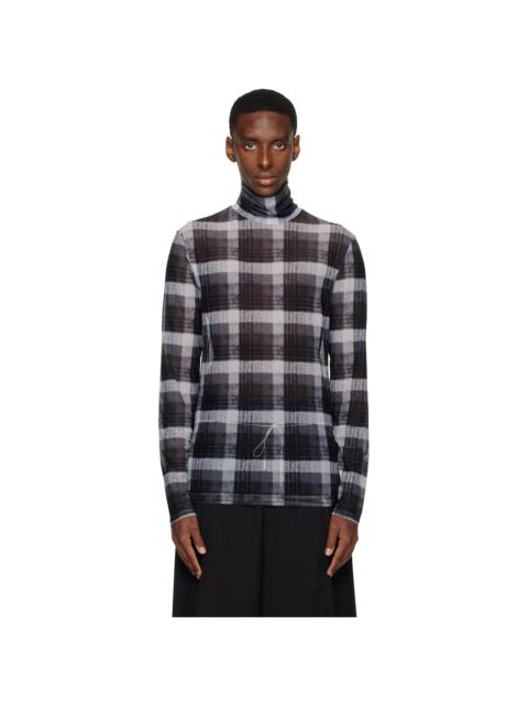 Black & Off-White Mesh Turtleneck