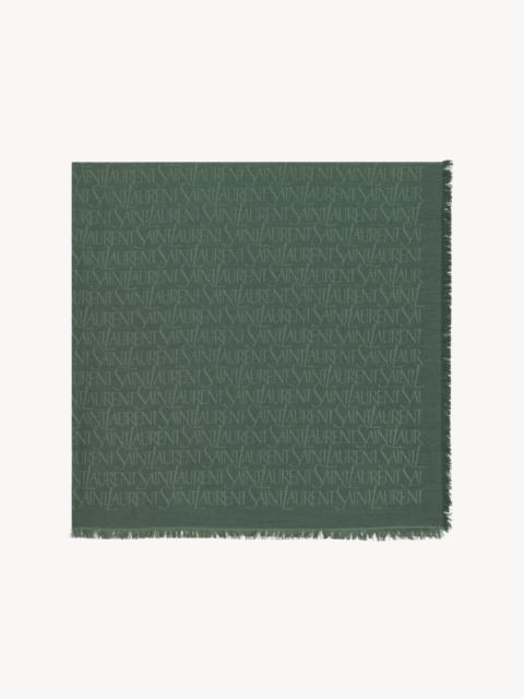 SAINT LAURENT LARGE SQUARE SCARF IN SILK AND WOOL JACQUARD