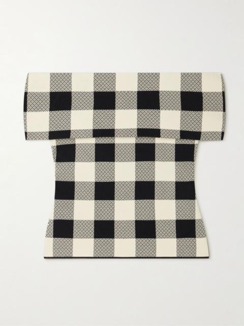 Pippa off-the-shoulder checked jacquard-knit top Multi