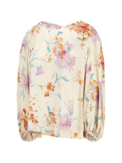 floral-print blouse