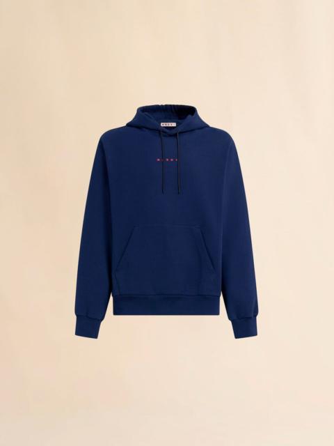 BLUE BIO COTTON HOODIE WITH MARNI PRINT