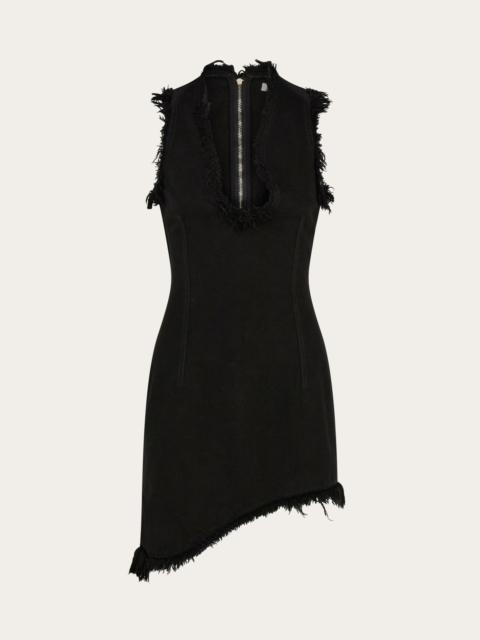 Mini dress with frayed edges