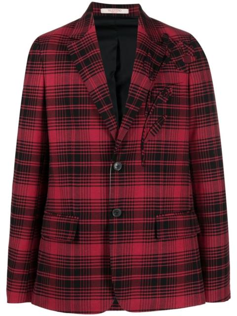 checked single-breasted blazer