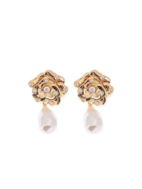 flower pearl drop earrings