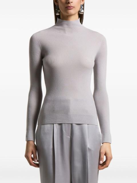 rib-knit mock-neck top