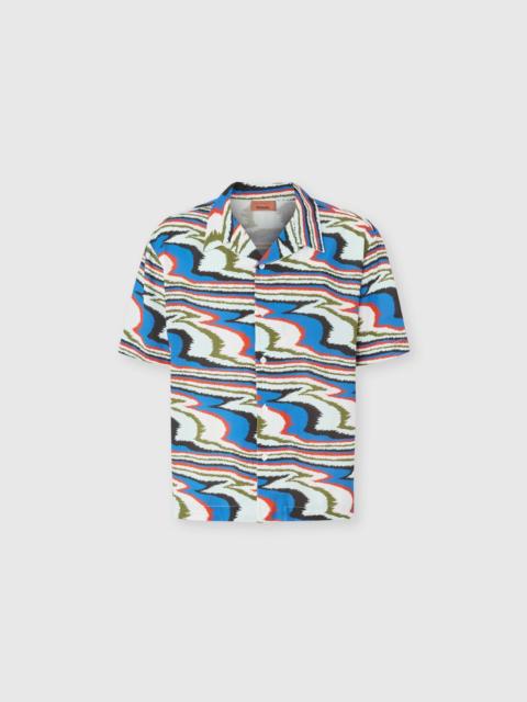 Bowling shirt in viscose with flame print