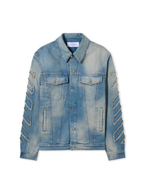 Diagonal Raw Patch Denim Jacket