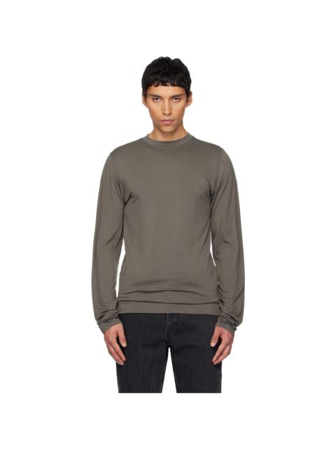 Gray Roundneck Jersey Wool T-shirt