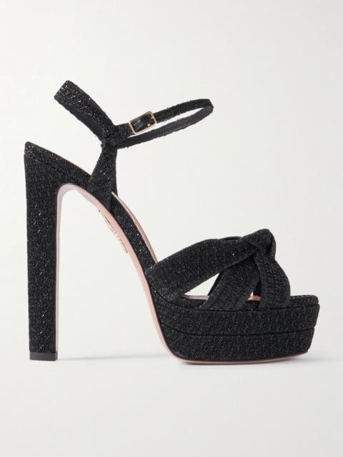 Nina Plateau 130 knotted metallic woven platform sandals Black
