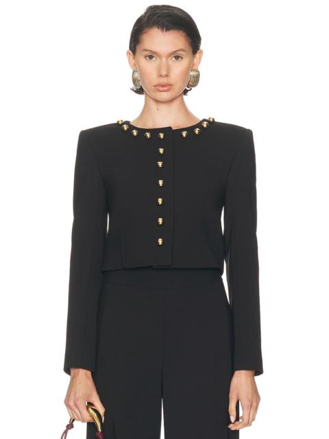 Collarless Cropped Jacket