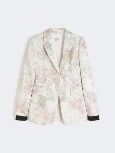 Slim-fit blazer in printed organza and gabardine - WHITE