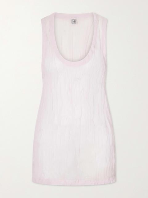 Crinkled Cotton-blend Gauze Tank