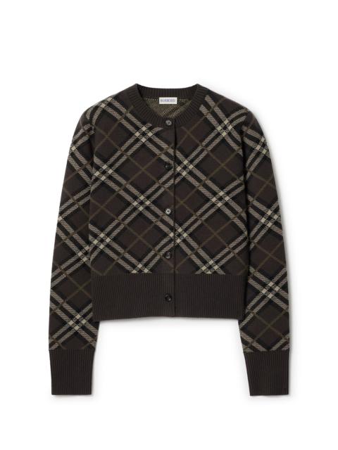 Check Wool Cashmere Cardigan
